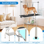 Foldable Dog Grooming Table with Height Adjustable Arms-Black