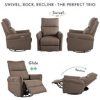 29.92" 270 Power Swivel Rocker Recliner Chair, Electric Glider Reclining Sofa With USB Ports, Power Swivel Glider, Rocking Chair Nursery Recliners For Living Room Bedroom