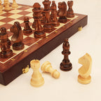 Magnetic Wood Chess Folding Chess Board Puzzle Game for Adults and Children Checkers Toy