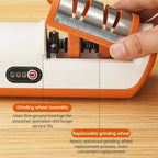 Multifunctional Electric Knife Sharpener. Automatic, professional, small - sized for kitchen use. Quick - sharpening with non -