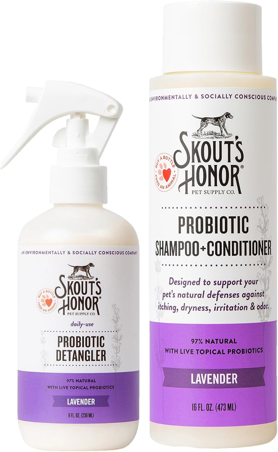 Bundle Probiotic Detangler Grooming Set for Dogs Cats Lavender