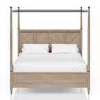 Queen Canopy Bedroom Set With A 2 Drawer Nightstand A Dresser With Poster Mirror And A Door Chest - Sand
