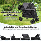 Dog Stroller for Medium Small Senior Elderly Dogs with Dual Entry-Black