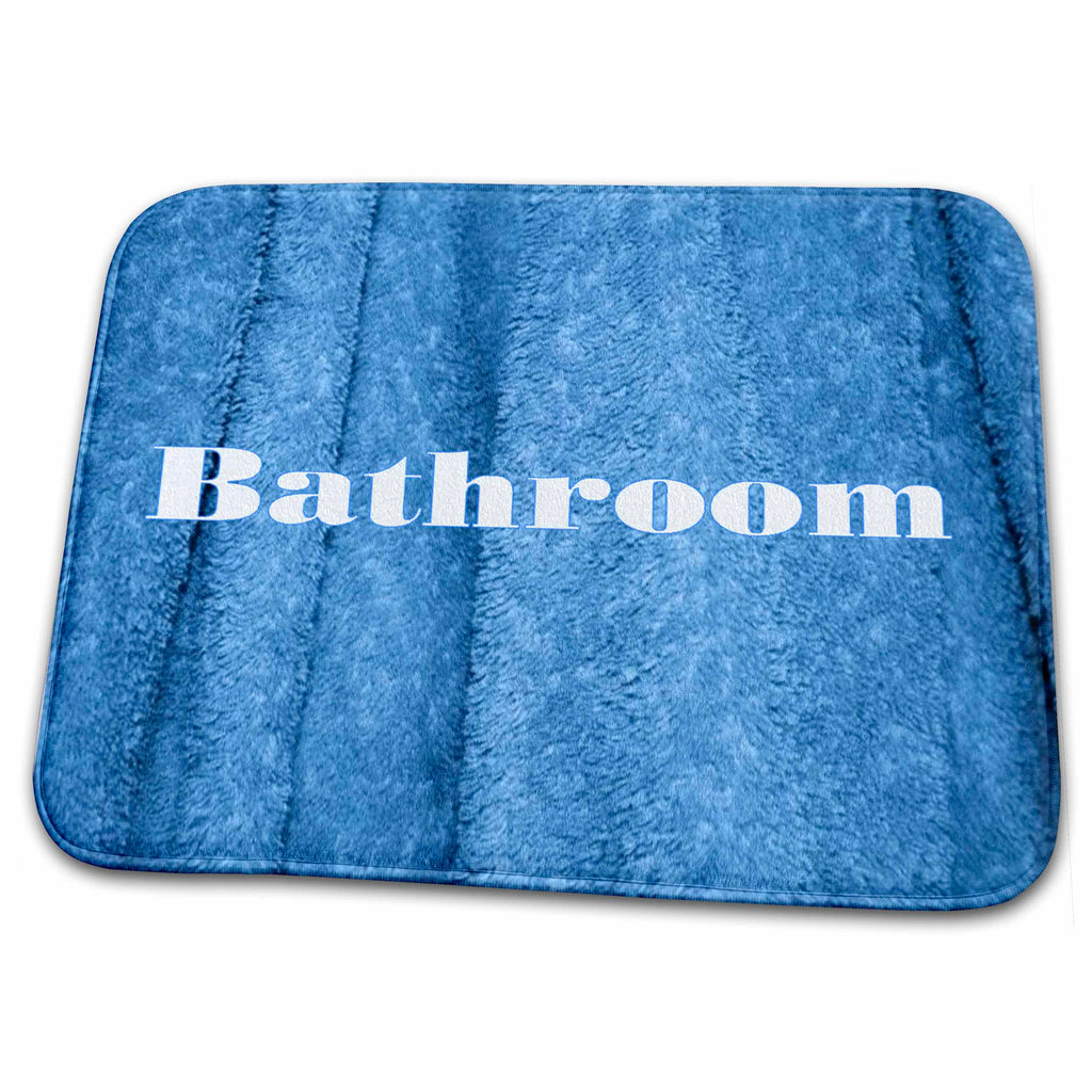 Dish Drying Mat - Print of Sky Blue Towel With Word Bathroom Designer Textures III