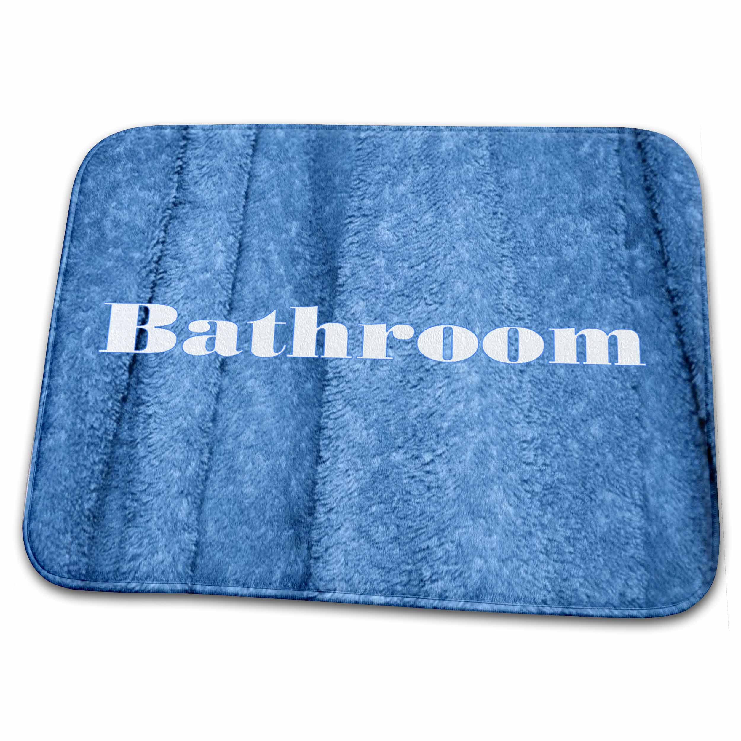 Dish Drying Mat - Print of Sky Blue Towel With Word Bathroom Designer Textures III