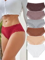 6PCS Sexy Lace Cotton Pants Women Low Waist Panties Underwear S-XL Solid Color Ladies Briefs Lingere Underware Comfortable Women