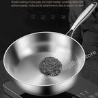 316 Stainless Steel Frying Pan Deepened Wok Uncoated NonStick Skillets Gas Stove Induction Cooker Universal Pan Kitchen Cookware