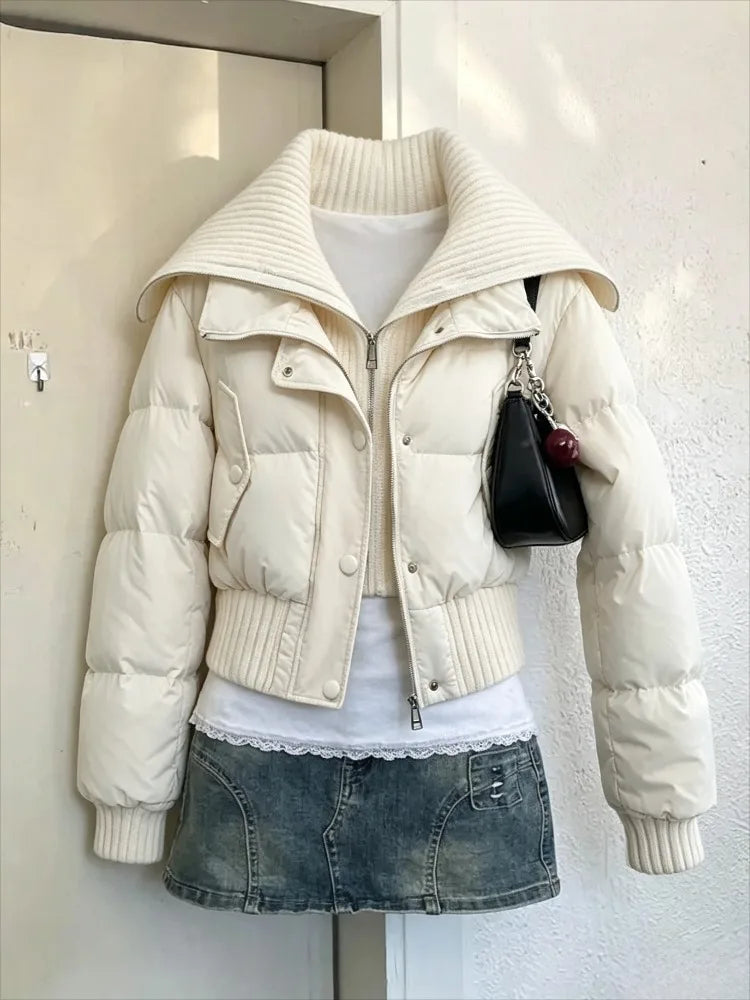 Women Thick Winter Parka Faux Fur Hood Wind Resistant Padded Coat Long Sleeve Casual Street Daily Warm Outer Jacket Fashion New