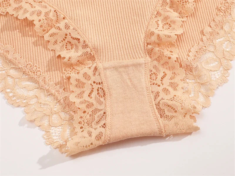 3PCS Sexy Lace Cotton Pants Women Low Waist Panties Underwear S-XL Solid Color Ladies Briefs Lingere Underware Comfortable Women