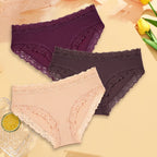 3PCS Sexy Lace Cotton Pants Women Low Waist Panties Underwear S-XL Solid Color Ladies Briefs Lingere Underware Comfortable Women