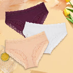 3PCS Sexy Lace Cotton Pants Women Low Waist Panties Underwear S-XL Solid Color Ladies Briefs Lingere Underware Comfortable Women