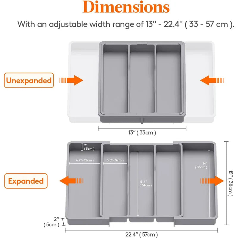 Expandable Utensil Organizer for Kitchen Drawers Large Silverware Drawer Organizer Divider Adjustable Cooking Utensil Tray