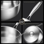 316 Stainless Steel Frying Pan Deepened Wok Uncoated NonStick Skillets Gas Stove Induction Cooker Universal Pan Kitchen Cookware