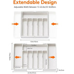 New Adjustable Cutlery Organizer - Upgraded Plastic Storage Tray with Dividers, Ideal for Organizing Spoons and Knife Drawers.
