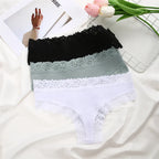 Sexy Lace Cotton Brazilian Pants Women Low Waist Panties Underwear Solid Color Ladies Briefs Lingere Underware Comfortable Women