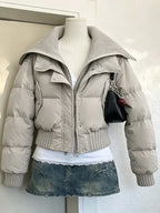 Women Thick Winter Parka Faux Fur Hood Wind Resistant Padded Coat Long Sleeve Casual Street Daily Warm Outer Jacket Fashion New