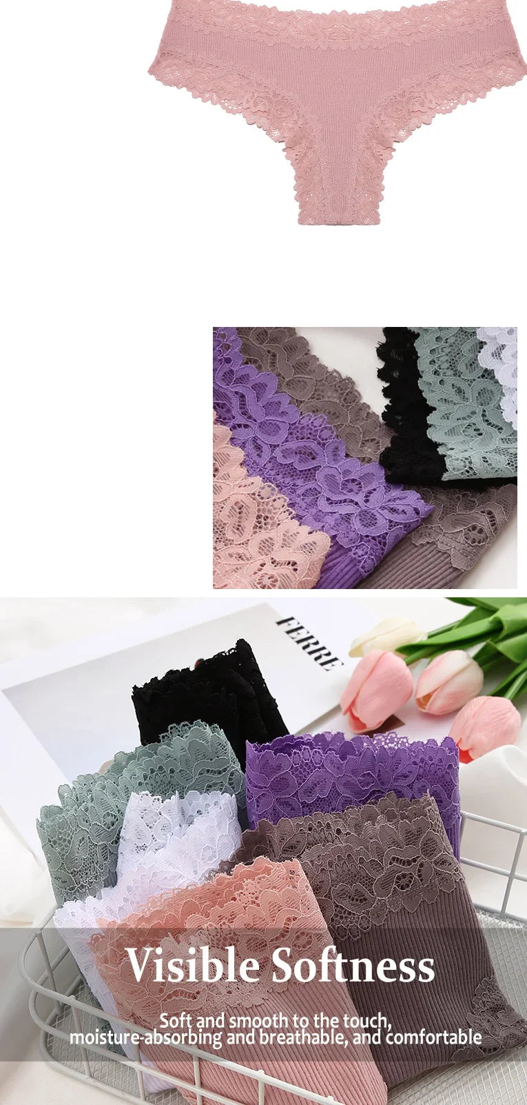 Sexy Lace Cotton Brazilian Pants Women Low Waist Panties Underwear Solid Color Ladies Briefs Lingere Underware Comfortable Women