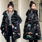 2026 Fashion New Bright Fabric Thick Warm Winter Jackets Women's Cotton Padded Coats Mid-Length Women Parkas Female Outerwear