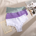 Sexy Lace Cotton Brazilian Pants Women Low Waist Panties Underwear Solid Color Ladies Briefs Lingere Underware Comfortable Women
