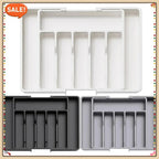 New Adjustable Cutlery Organizer - Upgraded Plastic Storage Tray with Dividers, Ideal for Organizing Spoons and Knife Drawers.