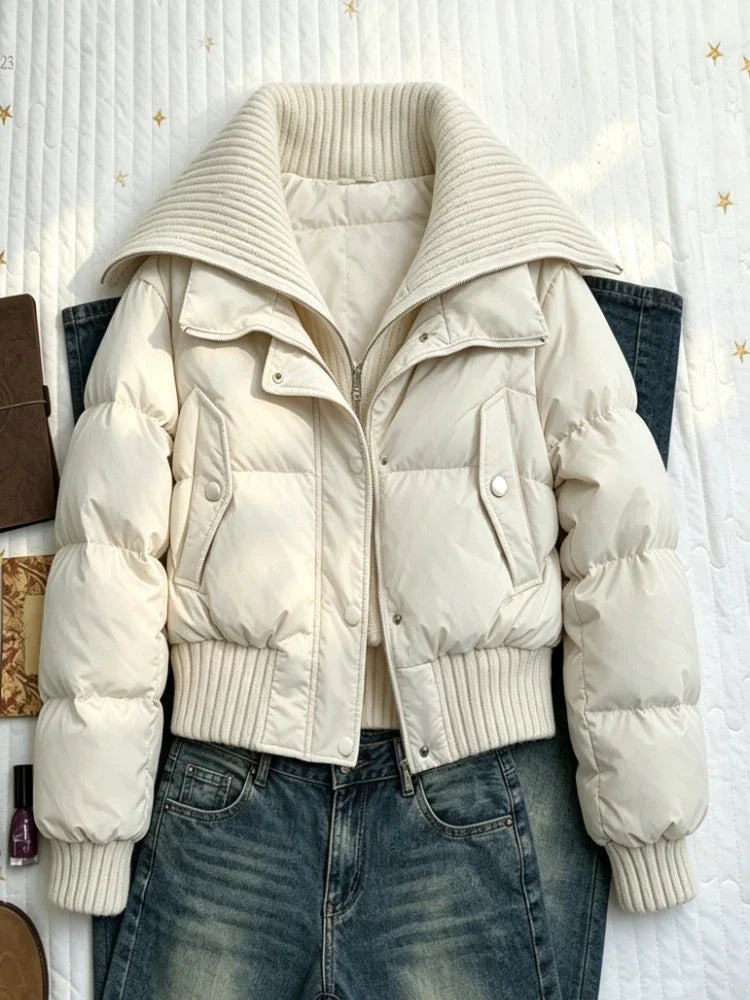 Women Thick Winter Parka Faux Fur Hood Wind Resistant Padded Coat Long Sleeve Casual Street Daily Warm Outer Jacket Fashion New
