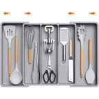 Expandable Utensil Organizer for Kitchen Drawers Large Silverware Drawer Organizer Divider Adjustable Cooking Utensil Tray