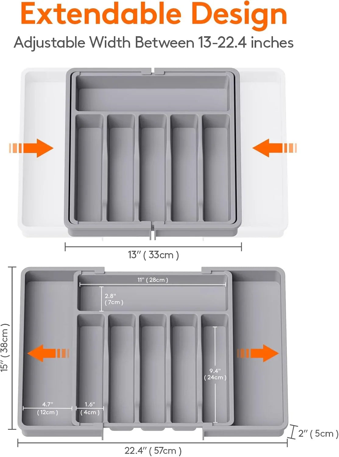 Expandable Utensil Organizer for Kitchen Drawers Large Silverware Drawer Organizer Divider Adjustable Cooking Utensil Tray