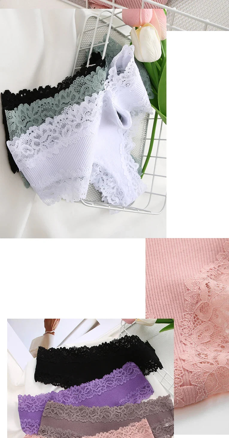 Sexy Lace Cotton Brazilian Pants Women Low Waist Panties Underwear Solid Color Ladies Briefs Lingere Underware Comfortable Women
