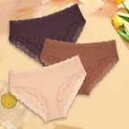 3PCS Sexy Lace Cotton Pants Women Low Waist Panties Underwear S-XL Solid Color Ladies Briefs Lingere Underware Comfortable Women