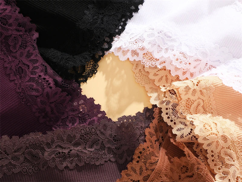 3PCS Sexy Lace Cotton Pants Women Low Waist Panties Underwear S-XL Solid Color Ladies Briefs Lingere Underware Comfortable Women