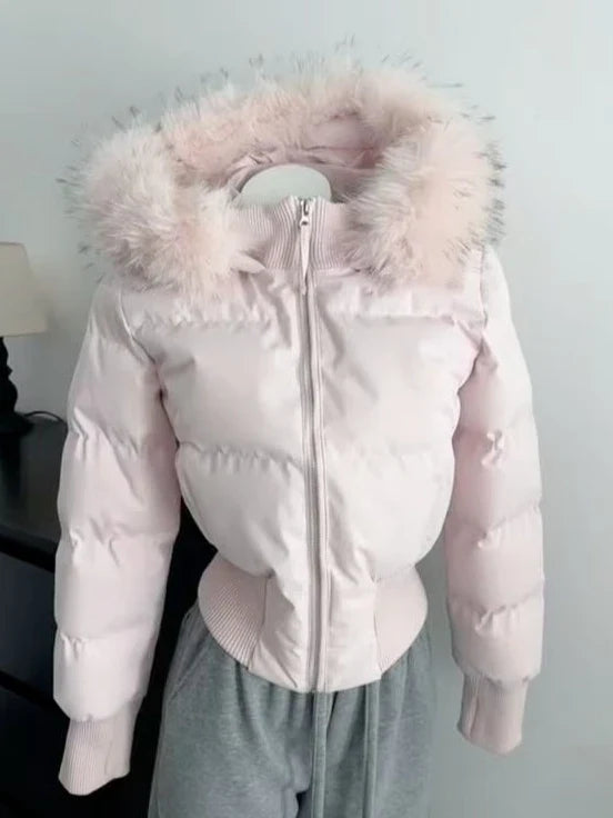 Women Thick Winter Parka Faux Fur Hood Wind Resistant Padded Coat Long Sleeve Casual Street Daily Warm Outer Jacket Fashion New