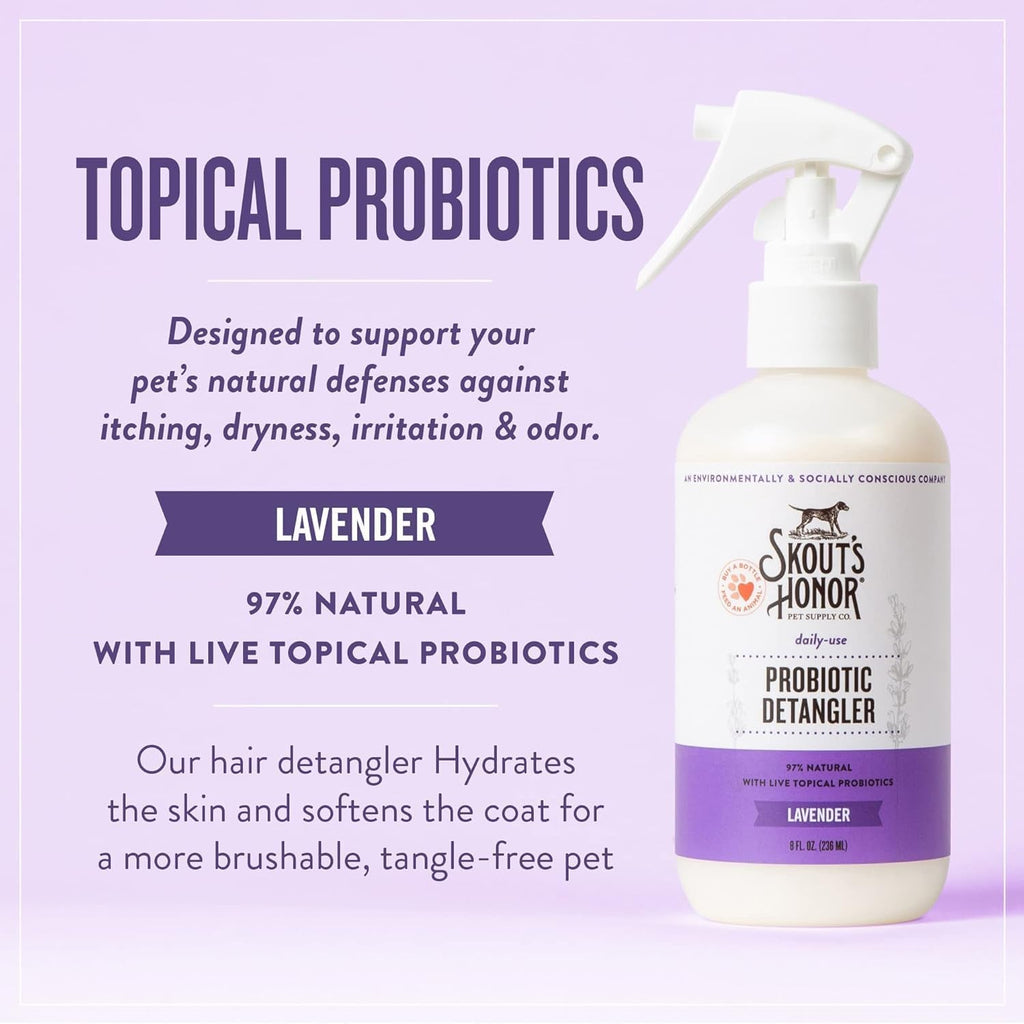 Bundle Probiotic Detangler Grooming Set for Dogs Cats Lavender