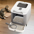 Elf White Cat Litter Box Elevated Leak Proof Design