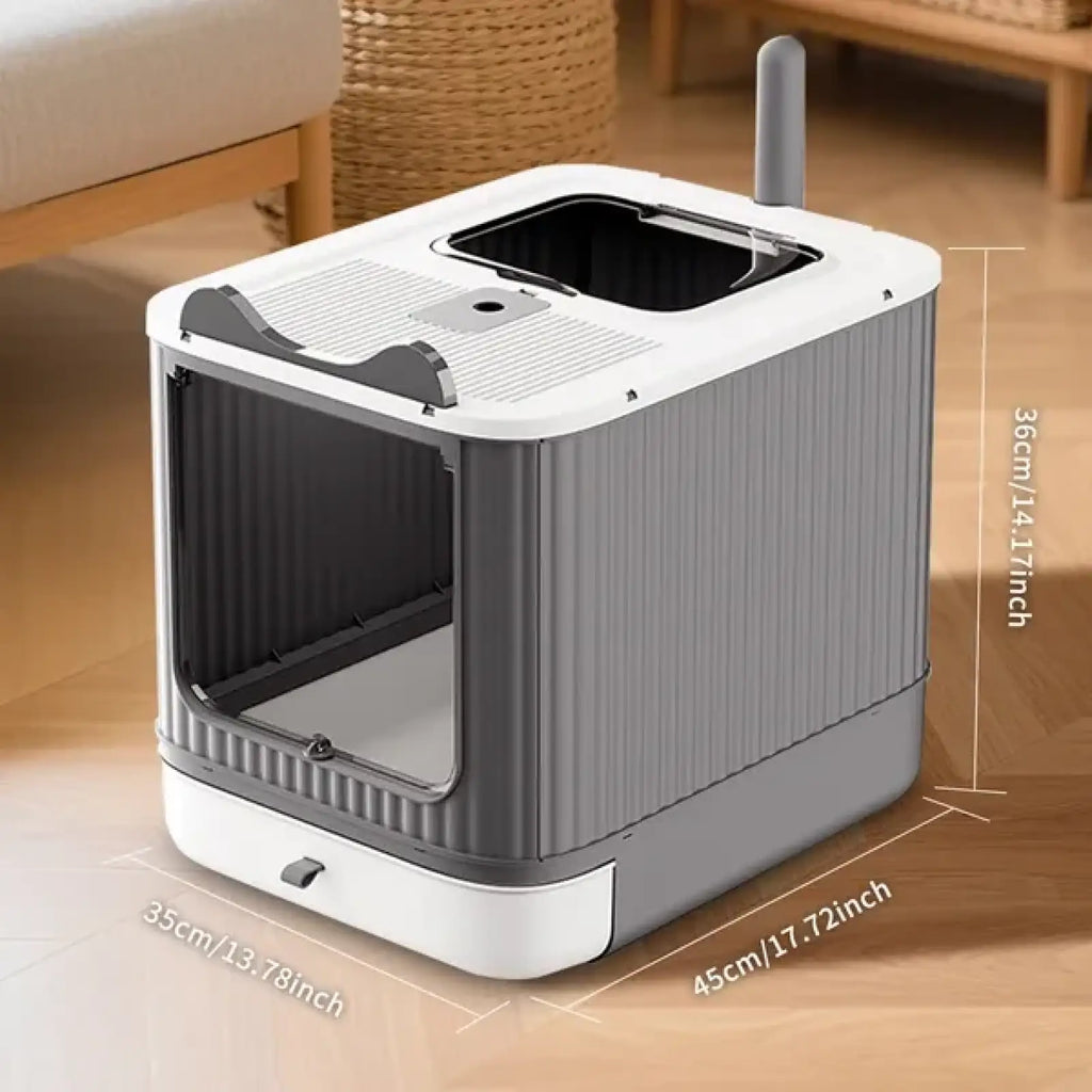 Elf White Cat Litter Box Elevated Leak Proof Design
