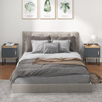 Nightstand Bedside End Table with Door Cabinet for Living Room Bedroom-Gray