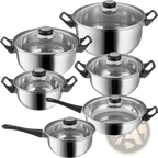 Stainless Steel Cookware Set 12 Piece with Glass Lids