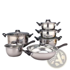 Stainless Steel Cookware Set 12 Piece with Glass Lids