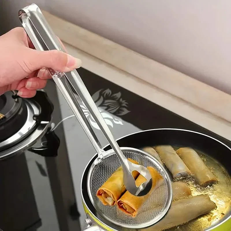 Stainless Steel Kitchen Strainer Tongs - High-Temperature Resistant